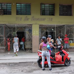 Scooter in front of store
