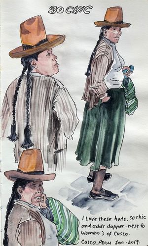 Sketch of a woman in a very chic hat