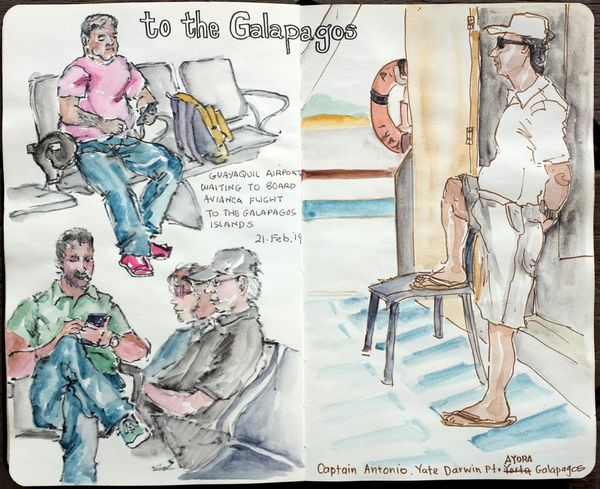 Departure lounge and Captain Antonio